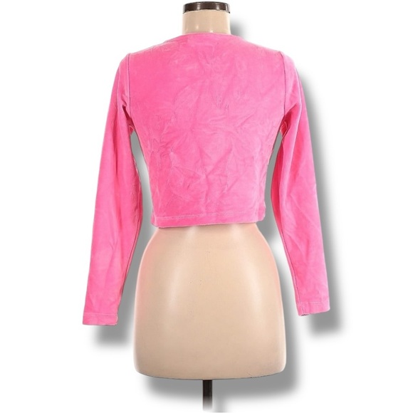 193 ASOS Design | NWOT Turkey Pink Keyhole Velour Long Sleeve Crop Top (US 8P) - Picture 10 of 10